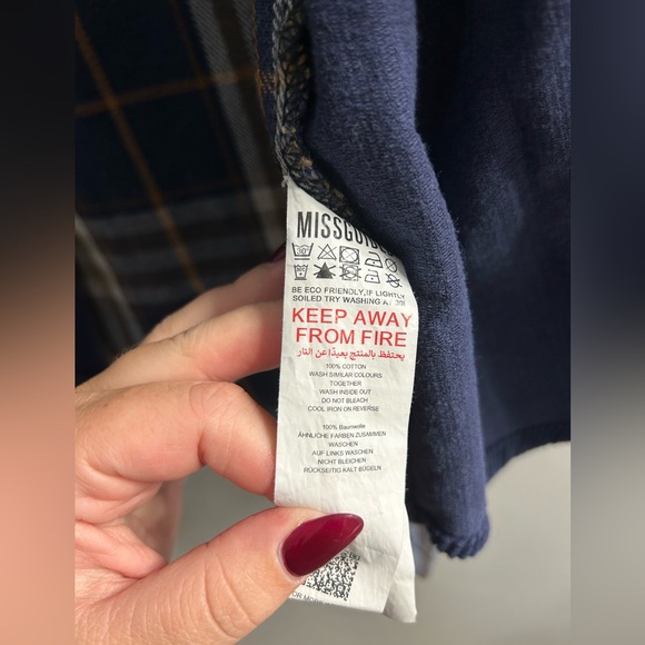 Missguided blue corduroy plaid button up jacket sweater - Picture 8 of 8